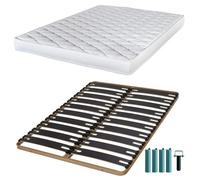 Matelas Mousse + Sommier Métal C310 140x190 Marly - Hauteur 15 Cm - Soutien Ferme
