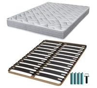 Matelas Mousse + Sommier Métal C310 140x190 Maryland - Hauteur 20 Cm - Soutien Ferme