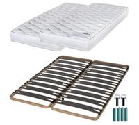 Matelas Mousse + Sommier Métal C310 2x90x190 Marly - Hauteur 15 Cm - Soutien Ferme