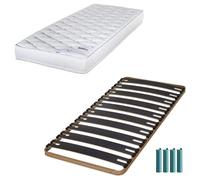 Matelas Mousse + Sommier Métal C310 90x190 Marly - Hauteur 15 Cm - Soutien Ferme
