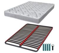 Matelas Mousse + Sommier Métal C39 140x190 Maryland - Hauteur 20 Cm - Soutien Ferme