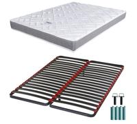 Matelas mousse + Sommier métal C39 160x200 Morgan - Hauteur 17 cm - Soutien ferme Blanc