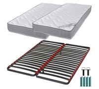 Matelas mousse + Sommier métal C39 2x90x190 Wave - Hauteur 19 cm - Soutien ferme