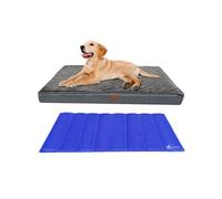 VOUNOT® Coussin pour Chien Dehoussable en Mousse avec Tapis Refraichissant 2 en 1 Matelas Lit Lavable et Tapis de Refroidissement Panier Grande Taille 115x81x9cm