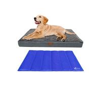 vounot® Coussin pour Chien Dehoussable en Mousse avec Tapis Refraichissant 2 en 1 Matelas Lit Lavable et Tapis de Refroidissement Panier Grande Taille 76x51x9cm