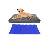 vounot® Coussin pour Chien Dehoussable en Mousse avec Tapis Refraichissant 2 en 1 Matelas Lit Lavable et Tapis de Refroidissement Panier Grande Taille 91x70x9cm