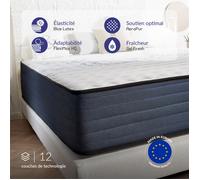NATURALEX - PerfectDream - Matelas 135x190 - Épais 32 cm | Soutien Mousse à mémoire de Forme - Accueil Blue Latex - Confort Ferme - Respirant - 7 Zones - Réversible - Très Durable