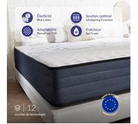 NATURALEX - Matelas 180x200 cm - Perfect Dream - Hybride - Épais 24 cm - Ressorts ensachés - Thermorégulant - Mousse HR Mémoire de Forme + Blue Latex - Mi-Ferme - 7 Zones - Silencieux