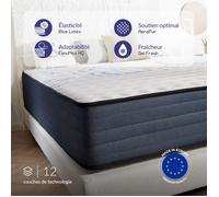 NATURALEX - PerfectDream - Matelas 90x200 - Épais 30 cm | Soutien Mousse à mémoire de Forme - Accueil Blue Latex - Confort Ferme - Respirant - 7 Zones - Réversible - Très Durable