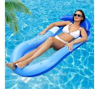 Matelas Piscine Gonflable, 4 en 1 Matelas Piscine Gonflable, Matelas Gonflable Piscine avec Appui-Tête, Hamac Gonflable Piscine, Matelas Pneumatique Flottant, pour Plage, Partie, Vacances (Blue)