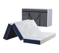 Matelas Pliable 75x195x10 cm Mousse Mémoire de Forme Gel - Housse Amovible Respirante Lavable Sac - Lit d'Appoint 1 Personne