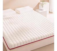 Matelas Pliable avec Quiltage Hexagonal - Couche Premium en Coton,Bord Wine-Rouge,Respirant & Anti-Bouloches,Matelas de Sol Portable pour Chambre d'amis & Petits Espaces(10cm,180x200cm)