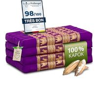 Matelas pliable durable en kapok - 200x80x8cm - Matelas d’invité avec de la soie thaï, Matelas pour camionnette, Tapis de yoga, Lit d’invité, Chaise longue jardin et balcon (Lilas/Éléphants Soie)
