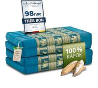 Matelas pliable durable en kapok - 200x80x8cm - Matelas d’invité avec de la soie thaï, Matelas pour camionnette, Tapis de yoga, Lit d’invité, Chaise longue jardin et balcon (Bleu Clair/Éléphants Soie)