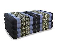 Matelas pliable durable en kapok - 200x80x8cm - Matelas d’invité, Matelas pliable pour camionnette, Tapis de yoga, Lit d’invité pliable, Chaise longue pour le jardin et le balcon (Bleu/Éléphants)