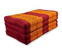 Matelas pliable durable en kapok - 200x80x8cm - Matelas d’invité, Matelas pliable pour camionnette, Tapis de yoga, Lit d’invité pliable, Chaise longue pour le jardin et le balcon (Rouge/Jaune)