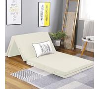 Matelas pliable en mousse à mémoire de forme - Rangement et transport faciles avec design à 4 plis, housse lavable pour l'hygiène, parfait pour les invités, le camping et la vie compacte