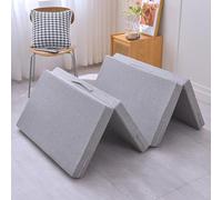 Matelas pliable gris clair de 8 cm d'épaisseur, 4 pièces, housse lavable et amovible, idéal pour les invités, le camping, les voyages et l'utilisation au sol, 80 x 200 cm, confortable et portable