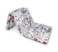 Matelas pliable NATALIA SPZOO - Mousse polyuréthane - 195x65x10 cm - Ferme - Housse lavable - Paris