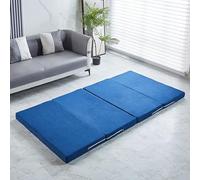 Matelas pliable portable pour voyage et camping - Tapis de sol antidérapant lavable pour canapé lit double et lit d'appoint en bleu (200 x 120 x 5 cm) - Parfait pour la voiture et la maison