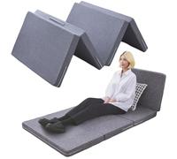 Matelas pliable pour invités 5 cm/8 cm d'épaisseur, gain de place, ensemble de 4 pièces avec housse amovible lavable, idéal pour voyage, camping et rangement, gris, 80 x 200 x 8 cm