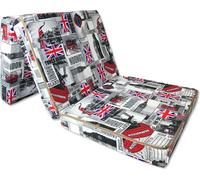 Matelas pliant 195x65x10 cm - London, 3 segments, élégant, de voyage, portable, confortable, de camping, pour les invités