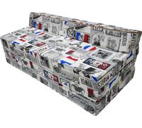Matelas pliant 200 x 120 x 10 cm - PARIS - 3 parties avec appui-tête, se transforme en sofa, housse amovible lavable