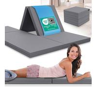 Matelas pliant ELONEO 140 × 200 cm, épaisseur 8 cm, lit d’appoint ou de voyage, pliable en cube, housse amovible et lavable, gris