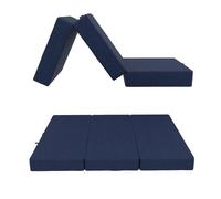 Matelas pliant POKAR Matelas pliant en 3 parties Matelas d'invité Lit de camp Lit pliant, Taille:140 x 195 x 15 cm, Couleur:Bleu foncé