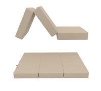 Matelas pliant POKAR Matelas pliant en 3 parties Matelas d'invité Lit de camp Lit pliant, Taille:80 x 195 x 15 cm, Couleur:Beige