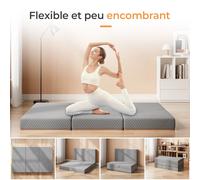 Matelas pliant Vesgantti Gel Memory Foam 15 cm - Lit d'invité à trois volets, idéal pour les voyages et le camping