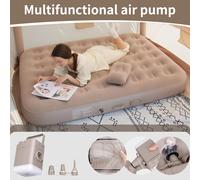 Matelas pneumatique avec pompe intégrée, lit de camping portable avec lumière LED, matelas gonflable pour 1 ou 2 personnes, lit gonflable pliable pour l'extérieur 190x100x25cm