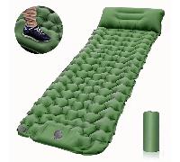 Matelas pneumatique de camping ultra-léger avec oreiller, matelas d'air super léger pliable, pompe intégrée et sac de transport - de haute qualité, matelas pneumatique pliable convenant pour la randon
