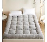 Matelas portable pour dortoir d'étudiant, futon d'hiver, matelas de sol enroulable pour lit double moyen, velours gris, 135 x 200 cm