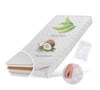 Matelas pour bébé - 60 x 120 cm - Avec housse matelassée à l'aloe vera - Drap-housse et deux niveaux de dureté - 10 cm de haut - Matelas pour bébé et enfant - Matelas en coco - 60 x 120 cm
