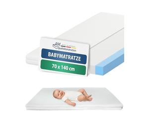 Matelas pour bébé 70x140cm comfort - qualité allemande - convient comme matelas pour enfants jusqu'à 5 ans - mousse de confort de haute qualité certifiée avec des bords de marche - 70x140 cm