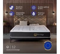 NATURALEX - Matelas Privilege 140x190 cm - 25 cm - Mousse HR + Mémoire de Forme + Blue Latex - Confort Mi-Ferme - Haute Densité - Thermorégulateur - Premium - Réversible - Soutien 7 Zones