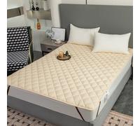 Matelas Protecteur Pad Lit Queen Size Doux Confortable Couverture Matelas avec Bande Élastique De 4 Coins Matelas Topper Couverture De Matelas Draps De Lit,Beige,100 * 200cmTWIN