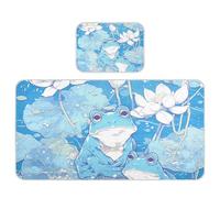 Matelas rafraîchissant pour bébé motif crapaud de dessin animé floral bleu ciel 71,1 x 132,1 cm