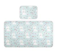 Matelas rafraîchissant pour berceau de bébé - 71,1 x 132,1 cm - Respirant - Bleu - Motif chien de dessin animé - Lavable et imperméable - Pour enfants et adultes