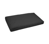 Matelas rectangulaire en tissu Oxford noir avec bords surélevés | Le coussin rectangulaire bas a un centre rembourré plat et des bords périmétriques légèrement surélevés