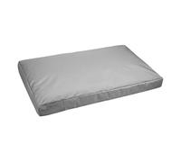Matelas rectangulaire en tissu Oxford noir avec bords surélevés | Le coussin rectangulaire bas a un centre rembourré plat et des bords périmétriques légèrement surélevés