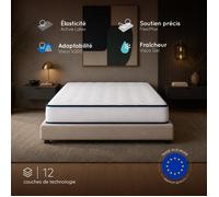 Matelas RELAX-FIT H 160x190 cm - Mousse à mémoire de forme HR Blue Latex Mi-ferme - Face été/hiver - Hypoallergénique - 21 cm