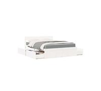 vidaXL Lit avec tiroirs, matelas à ressorts 160x200 cm bois massif pin blanc