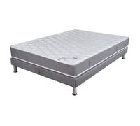 Matelas ressort + Sommier Gris clair 2x90x190 Ryad - Hauteur 20 cm - Soutien très ferme