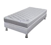 Matelas ressort + Sommier Gris clair 90x190 Ryad - Hauteur 20 cm - Soutien très ferme