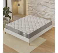 Matelas + Sommier (140 x 200cm)- Matelas Sirius Latex naturel 16cm + Sommier Bois, Stable & Robuste, revêtement Tissu Blanc