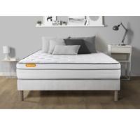 Septnuits Matelas + sommier 140x190 Memo Luxe Ressorts ensachés + mémoire de Forme 5 Zones de Confort Maxi épaisseur | Epaisseur : 26 cm | Confort : Equilibré