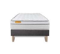 Matelas + sommier 90x200 Memo Luxe Ressorts ensachés + mémoire de forme 5 zones de confort MAXI épaisseur