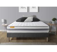 Matelas + Sommier Gris 140x190 Memo Spring Ressorts Ensaches 3 Zones De Confort Maxi Epaisseur